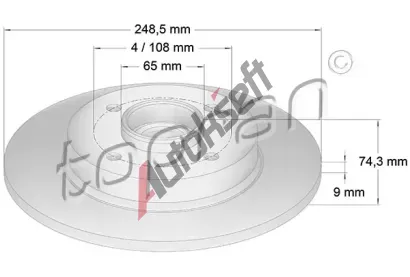 TOPRAN Brzdov kotou COATED - 249 mm TPR 722 599, 722 599