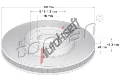 TOPRAN Brzdový kotouč COATED - 300 mm TPR 820 766, 820 766  TOPRAN Brzdový kotouč COATED - 300 mm TPR 820 766, 820 766