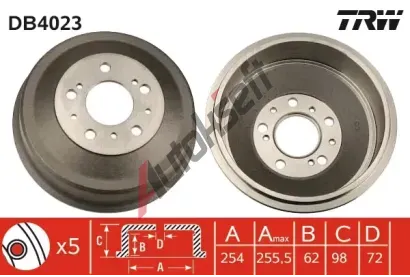 TRW Brzdov buben - 254 mm TRW DB4023, DB4023