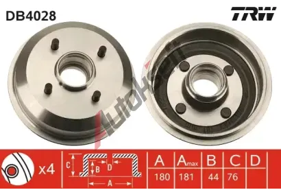 TRW Brzdov buben - 180 mm TRW DB4028, DB4028