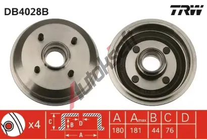 TRW Brzdový buben TRW DB4028B, DB4028B TRW Brzdový buben TRW DB4028B, DB4028B
