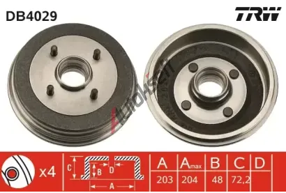 TRW Brzdový buben - 203 mm TRW DB4029, DB4029 TRW Brzdový buben - 203 mm TRW DB4029, DB4029