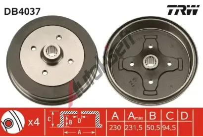 TRW Brzdov buben TRW DB4037, DB4037