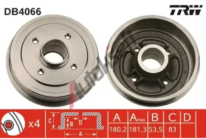 TRW Brzdov buben - 180,2 mm TRW DB4066, DB4066