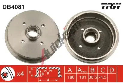 TRW Brzdov buben - 180 mm TRW DB4081, DB4081