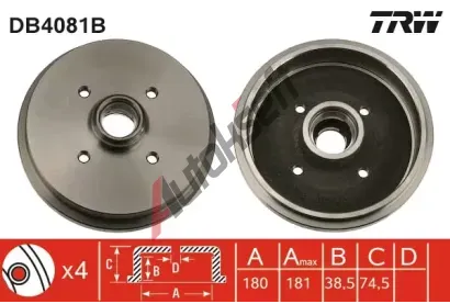 TRW Brzdov buben TRW DB4081B, DB4081B