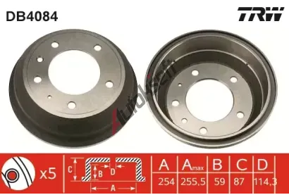 TRW Brzdový buben - 254 mm TRW DB4084, DB4084 TRW Brzdový buben - 254 mm TRW DB4084, DB4084
