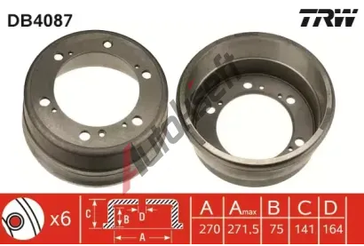 TRW Brzdov buben - 270 mm TRW DB4087, DB4087