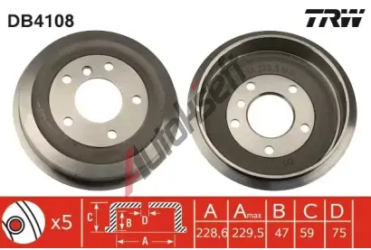 TRW Brzdov buben - 228,6 mm TRW DB4108, DB4108