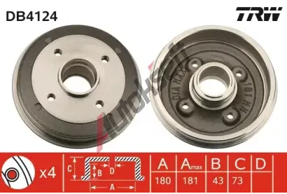 TRW Brzdov buben TRW DB4124, DB4124