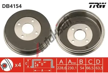 TRW Brzdov� buben - 228,6 mm TRW DB4154, DB4154