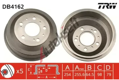 TRW Brzdov buben - 254 mm TRW DB4162, DB4162