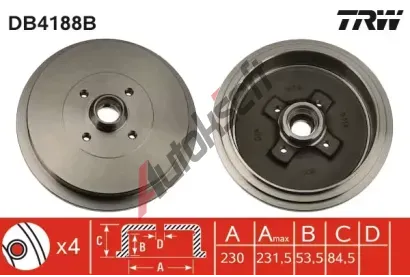 TRW Brzdov� buben TRW DB4188B, DB4188B