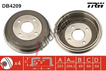 TRW Brzdov� buben - 203 mm TRW DB4209, DB4209
