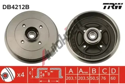 TRW Brzdov buben TRW DB4212B, DB4212B