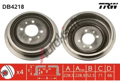 TRW Brzdov buben - 228,5 mm TRW DB4218, DB4218