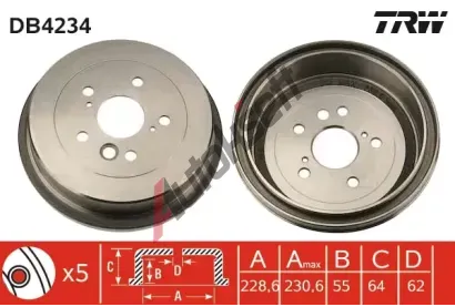 TRW Brzdov buben - 228,6 mm TRW DB4234, DB4234