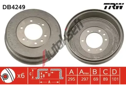 TRW Brzdov buben - 295 mm TRW DB4249, DB4249