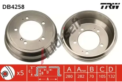 TRW Brzdov buben - 280 mm TRW DB4258, DB4258