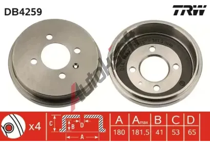 TRW Brzdov buben - 180 mm TRW DB4259, DB4259
