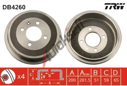 TRW Brzdov buben - 200 mm TRW DB4260, DB4260