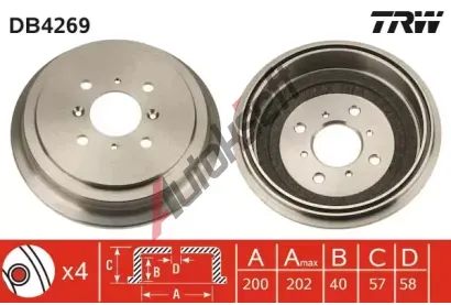 TRW Brzdov buben - 200 mm TRW DB4269, DB4269