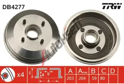 TRW Brzdov buben - 203 mm TRW DB4277, DB4277