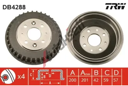 TRW Brzdov� buben - 200 mm TRW DB4288, DB4288