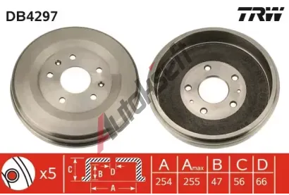 TRW Brzdov buben - 254 mm TRW DB4297, DB4297