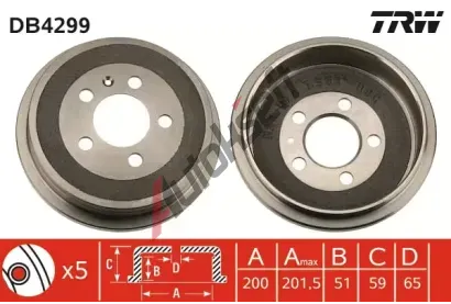 TRW Brzdov buben - 200 mm TRW DB4299, DB4299