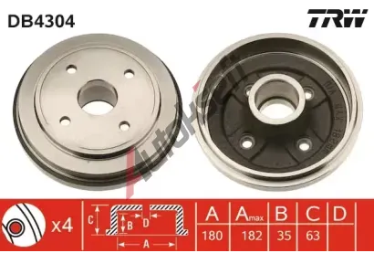 TRW Brzdov buben - 180 mm TRW DB4304, DB4304