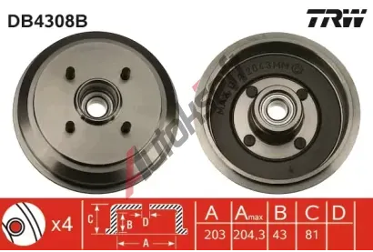 TRW Brzdov buben TRW DB4308B, DB4308B