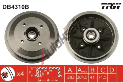 TRW Brzdov buben s loiskem - 203 mm TRW DB4310B, DB4310B