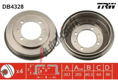 TRW Brzdov buben - 203 mm TRW DB4328, DB4328