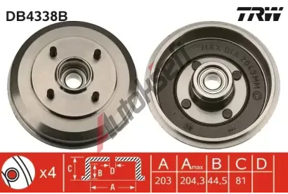 TRW Brzdov� buben TRW DB4338B, DB4338B