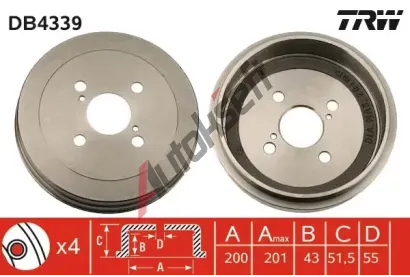 TRW Brzdov buben - 200 mm TRW DB4339, DB4339