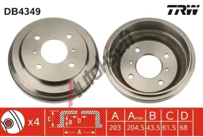 TRW Brzdov buben - 203 mm TRW DB4349, DB4349