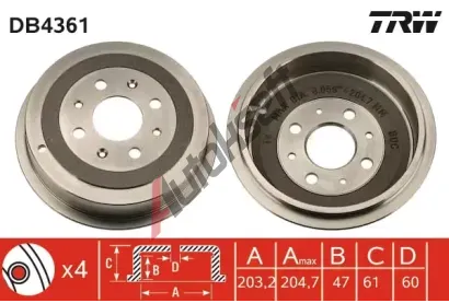 TRW Brzdov buben TRW DB4361, DB4361