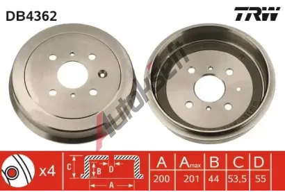 TRW Brzdov buben - 200 mm TRW DB4362, DB4362