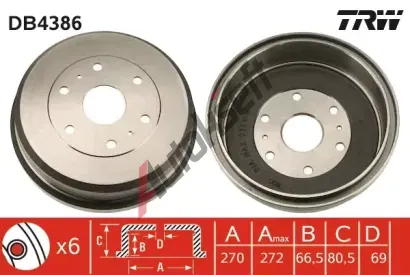 TRW Brzdov buben - 270 mm TRW DB4386, DB4386
