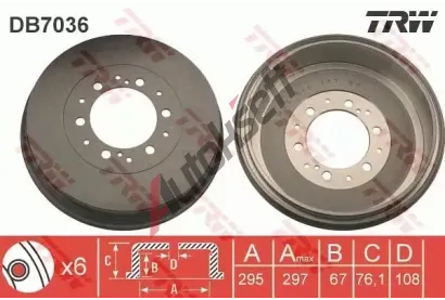 TRW Brzdov buben - 295 mm TRW DB7036, DB7036
