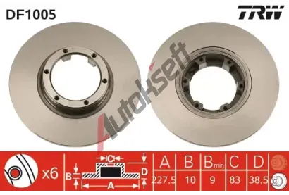 TRW Brzdový kotouč - 228 mm TRW DF1005, DF1005 TRW Brzdový kotouč - 228 mm TRW DF1005, DF1005
