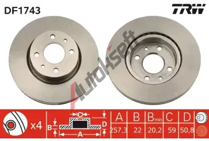 TRW Brzdov kotou - 258 mm TRW DF1743, DF1743