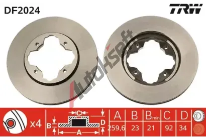 TRW Brzdov kotou - 259 mm TRW DF2024, DF2024