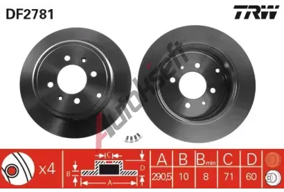 TRW Brzdový kotouč - 291 mm TRW DF2781, DF2781 TRW Brzdový kotouč - 291 mm TRW DF2781, DF2781