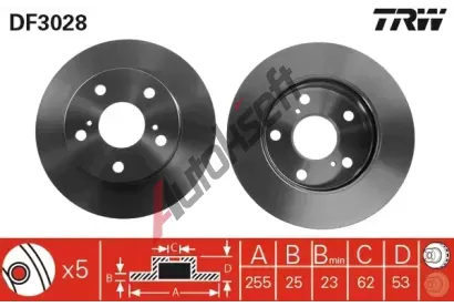 TRW Brzdový kotouč - 255 mm TRW DF3028, DF3028 TRW Brzdový kotouč - 255 mm TRW DF3028, DF3028