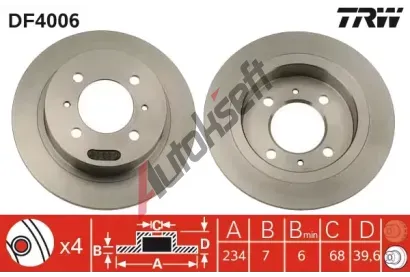 TRW Brzdov kotou - 234 mm TRW DF4006, DF4006