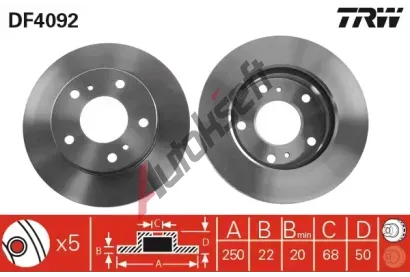 TRW Brzdov kotou - 250 mm TRW DF4092, DF4092