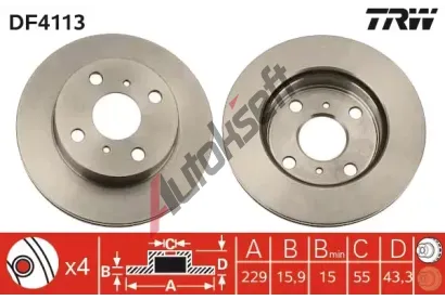 TRW Brzdov kotou - 229 mm TRW DF4113, DF4113