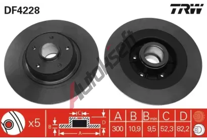 TRW Brzdový kotouč - 300 mm TRW DF4228, DF4228  TRW Brzdový kotouč - 300 mm TRW DF4228, DF4228